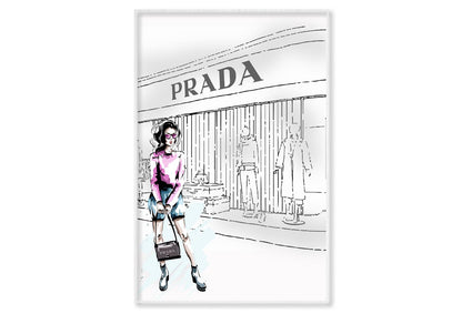Fashion Girl with Specs Wall Art Limited Edition High Quality Print Canvas Box Framed White