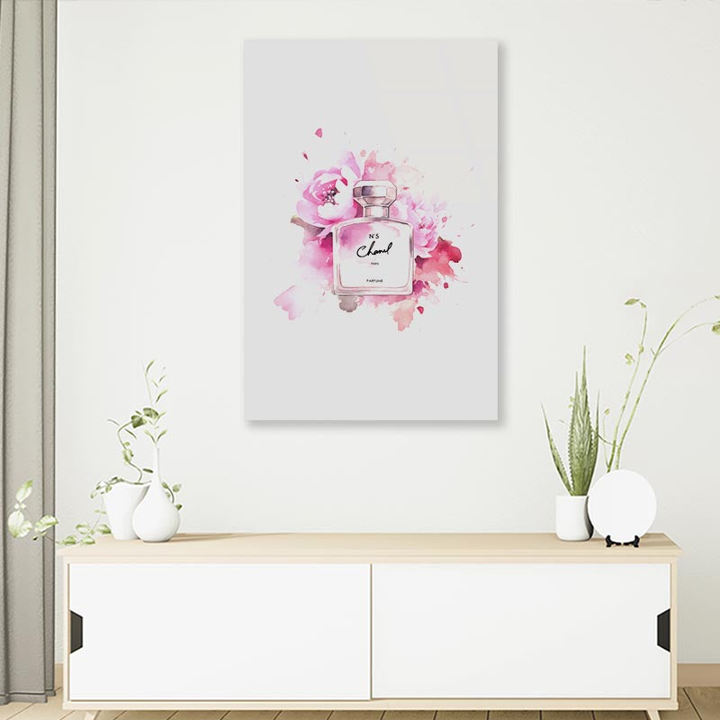 Pink Rose Perfume 3D Design Acrylic Glass Print Tempered Glass Wall Art 100% Made in Australia Ready to Hang