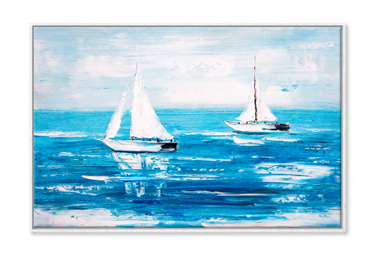 Sailing Boat Oil Painting Wall Art Limited Edition High Quality Print Canvas Box Framed White