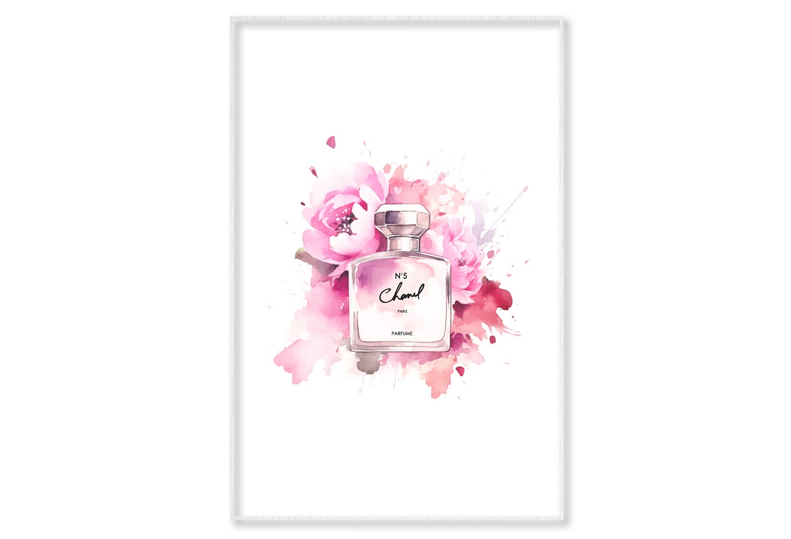 Pink Rose Perfume Wall Art Limited Edition High Quality Print Canvas Box Framed White