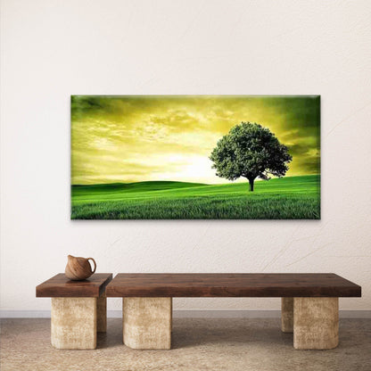 Featuring a Lone Tree Landscape Wall Art Canvas Office Home Room Framed 120x60cm
