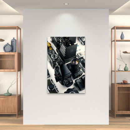 Collection of Vintage Film Cameras 60x90cm Metal Print Ready to Hang