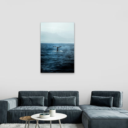 Humpback Whale Tail Flukes Diving 40x60cm Metal Print Ready to Hang