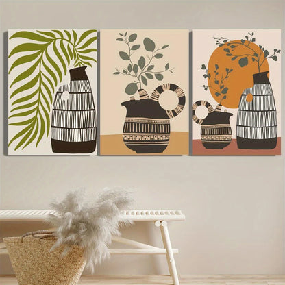 3pcs Vintage Botanical Floral & Leaf Design Metal Print Ready to Hang Art