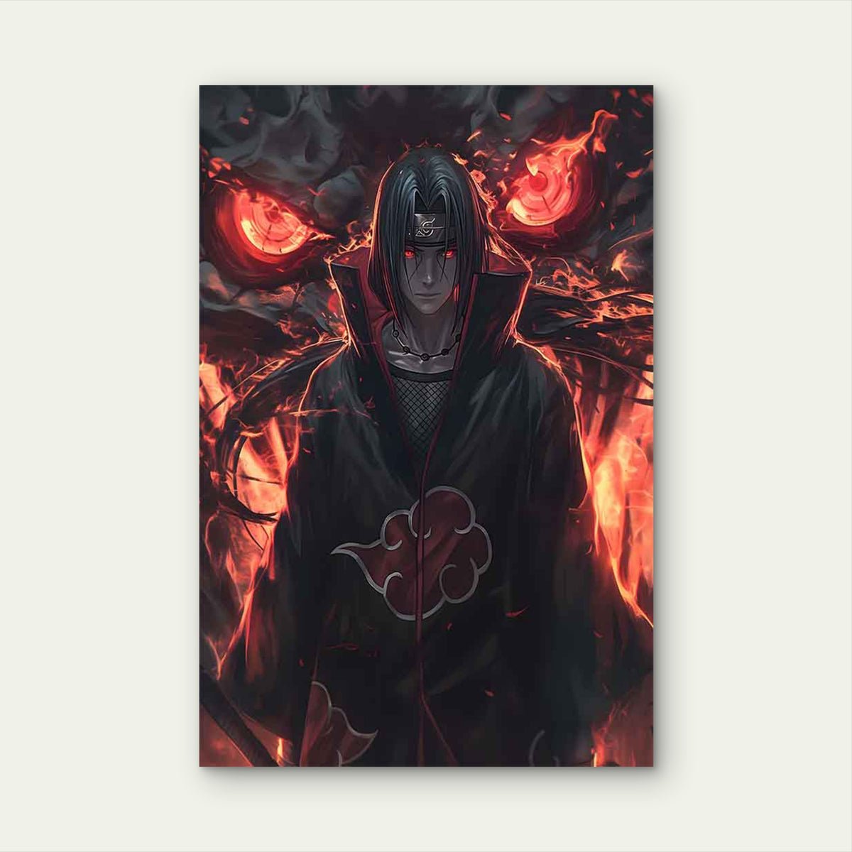 Red Cloud Shadow Anime Ninja Illusion 40x60cm Metal Print Ready to Hang