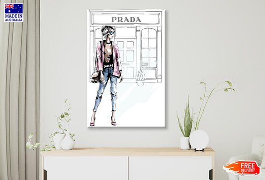 Fancy Girl with Fashion Store Art Wall Art Limited Edition High Quality Print