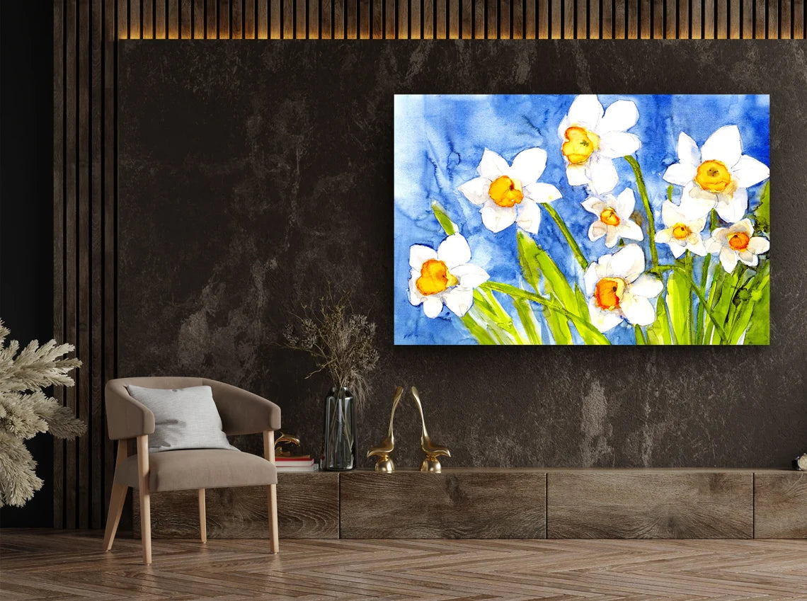 Narcissus Flowers Art UV Direct Aluminum Print Australian Made Quality