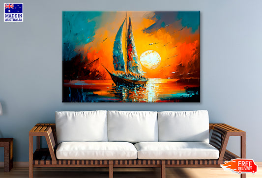 Style Seascape With Yacht Oil Painting Wall Art Limited Edition High Quality Print