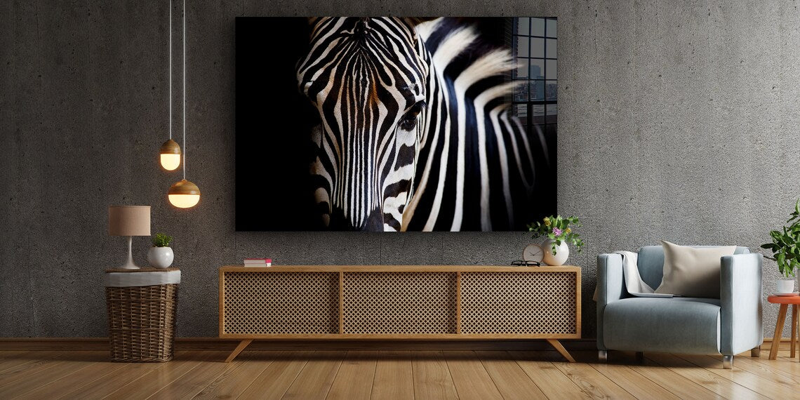 Equus Zebra Closeup B&W UV Direct Aluminum Print Australian Made Quality