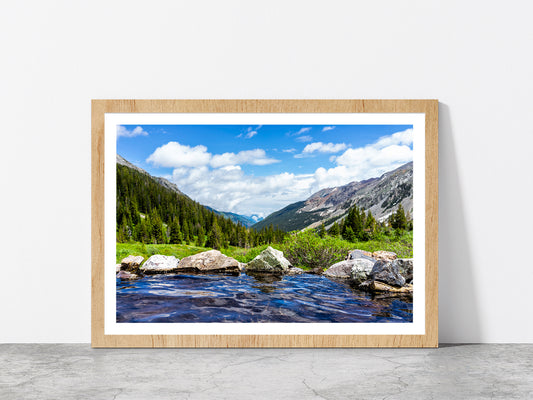 Natural Pool on Conundrum Creek Glass Framed Wall Art, Ready to Hang Quality Print With White Border Oak