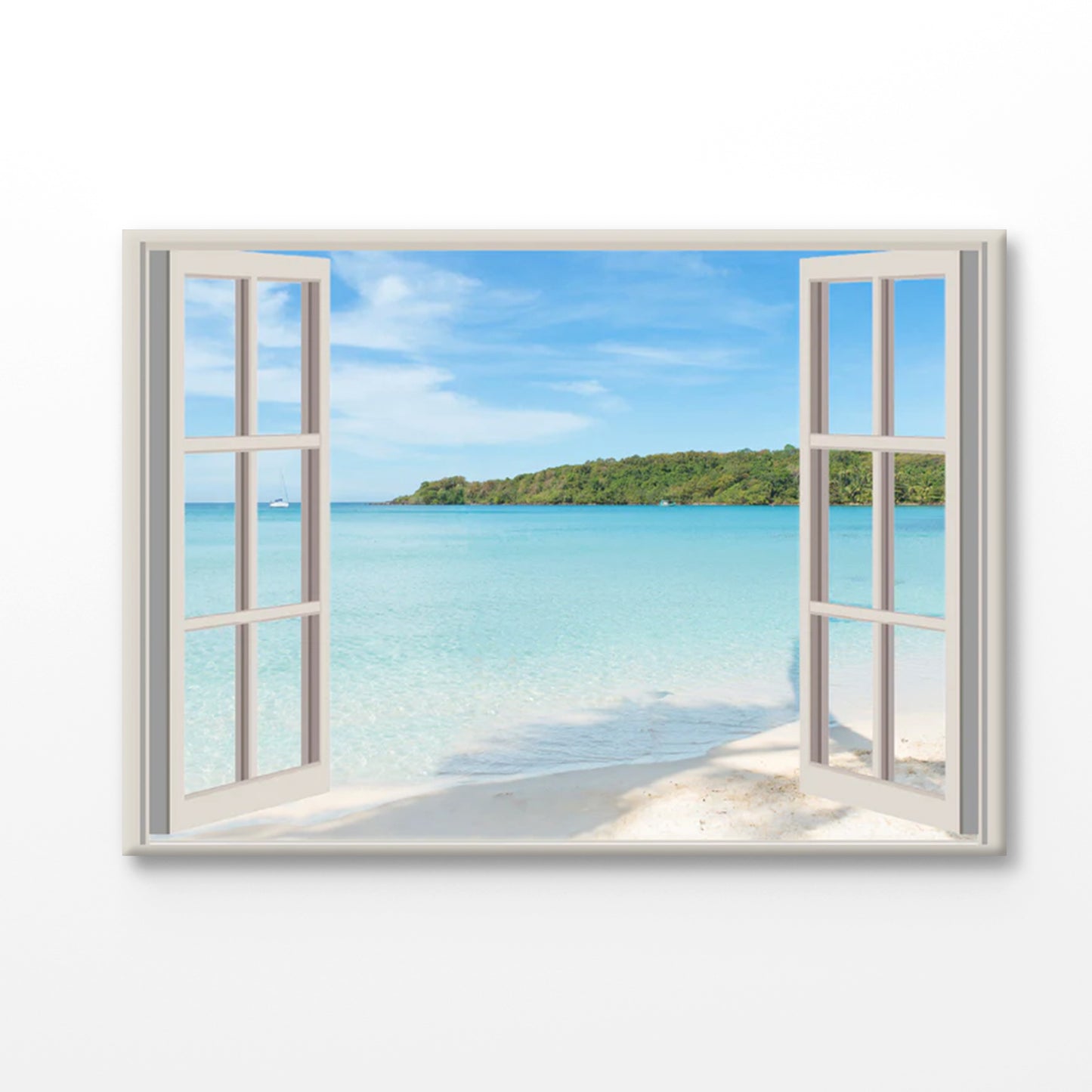 Bella Home Beach View Through Window Print Canvas Ready to hang