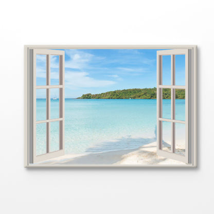 Bella Home Beach View Through Window Print Canvas Ready to hang