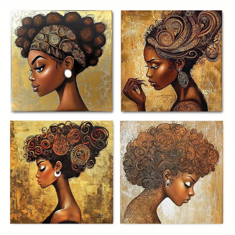 4pcs Living Room Wall Decor Beauty DB Wall Art Canvas Framed