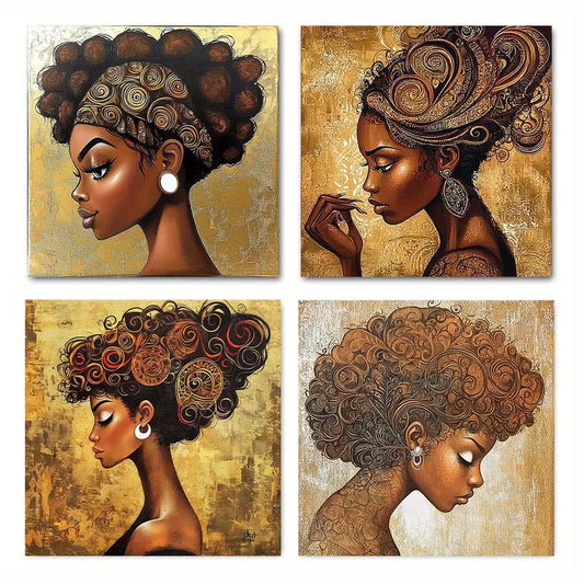 4pcs Living Room Wall Decor Beauty DB Wall Art Canvas Framed