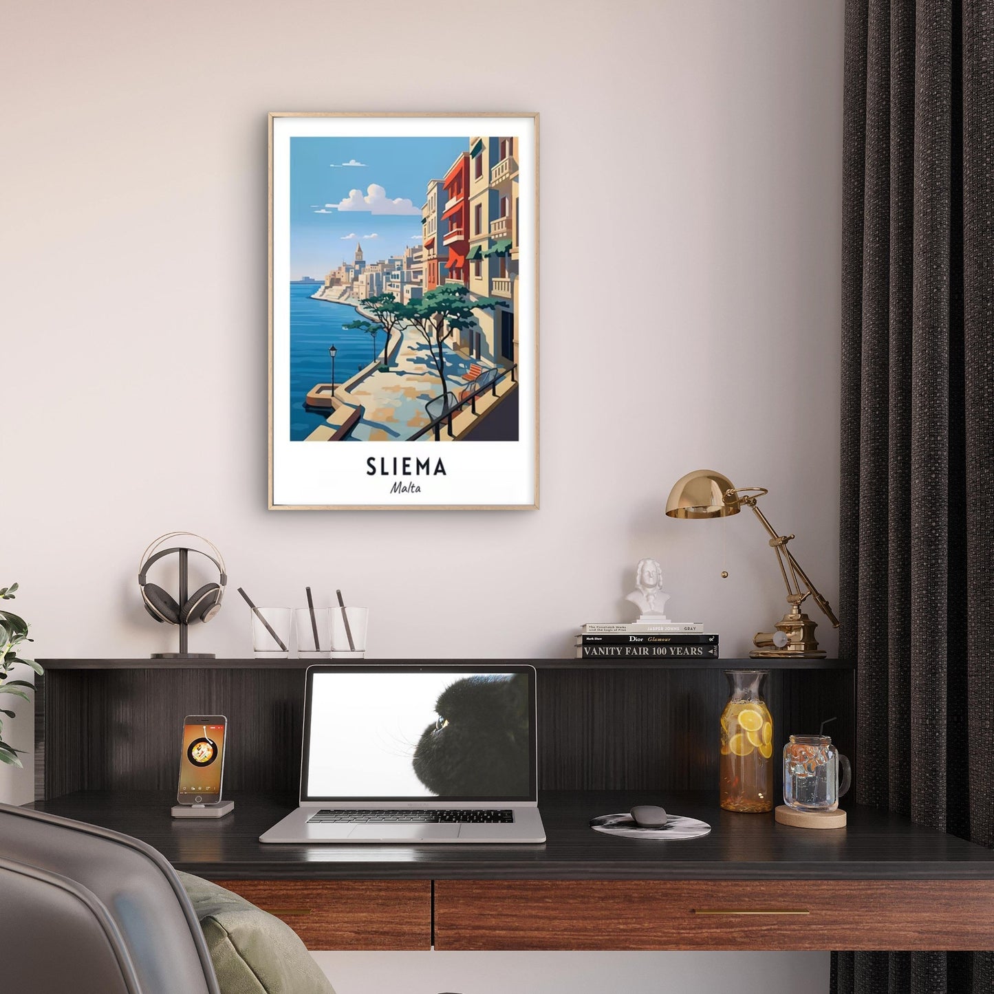 Sliema Vertical Malta Seafront Cityscape Travel Poster Print Wall Art