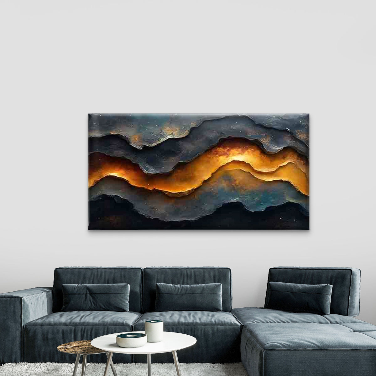 Abstract Wave Pattern Artwork Wall Art Canvas Office Home Room Framed 120x60cm