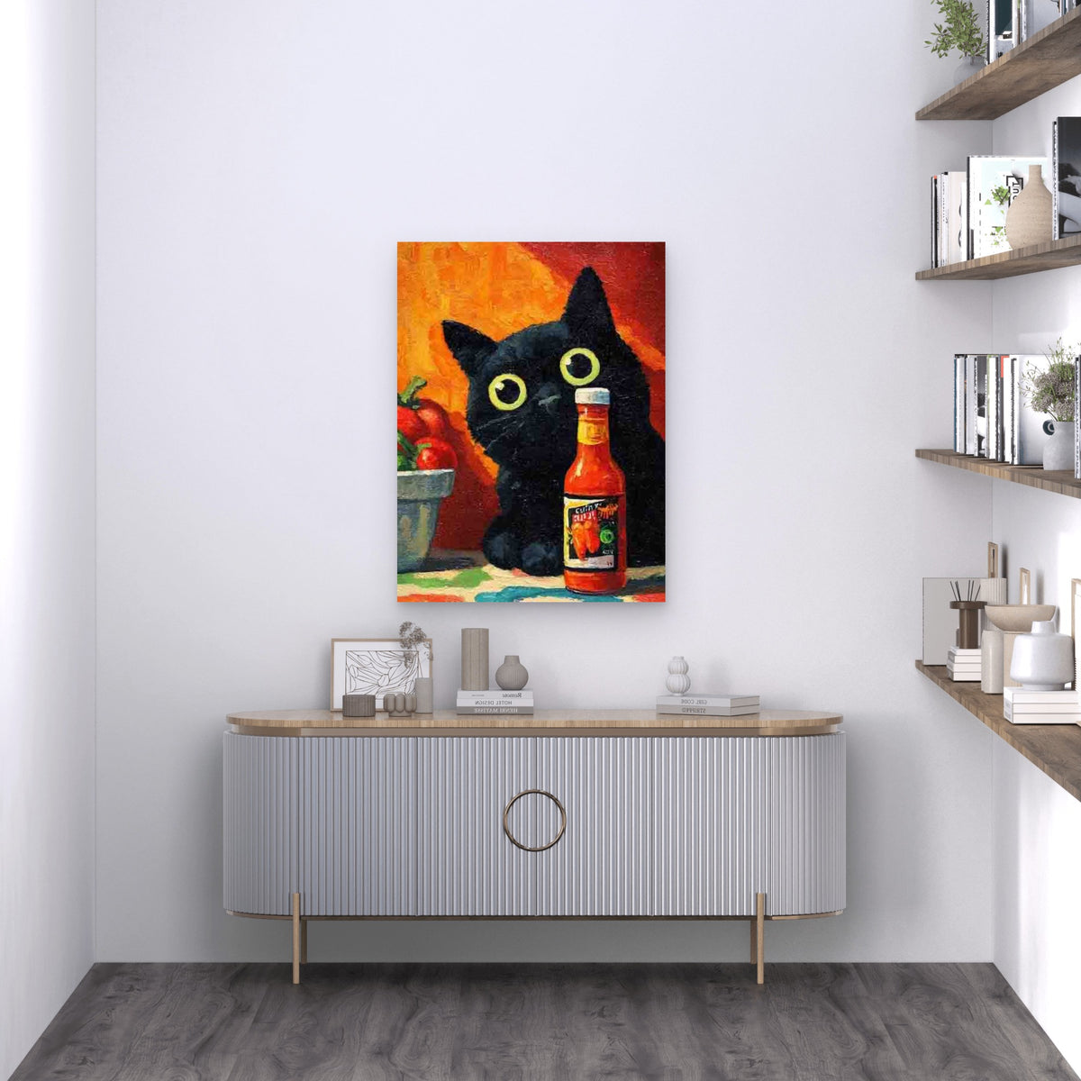 Funny Quirky Chicken Wing Hot Sauce 60x90cm Metal Print Ready to Hang