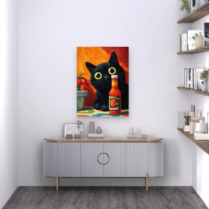 Funny Quirky Chicken Wing Hot Sauce 60x90cm Metal Print Ready to Hang