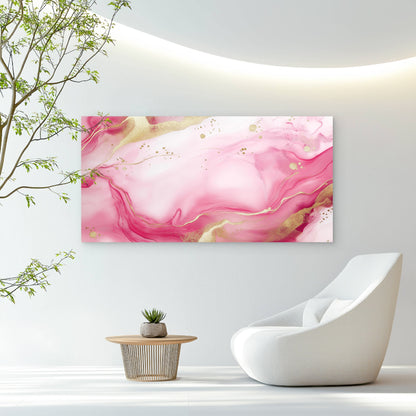 Rose Quartz Golden Ripples Wall Art Canvas Office Home Room Framed 120x60cm