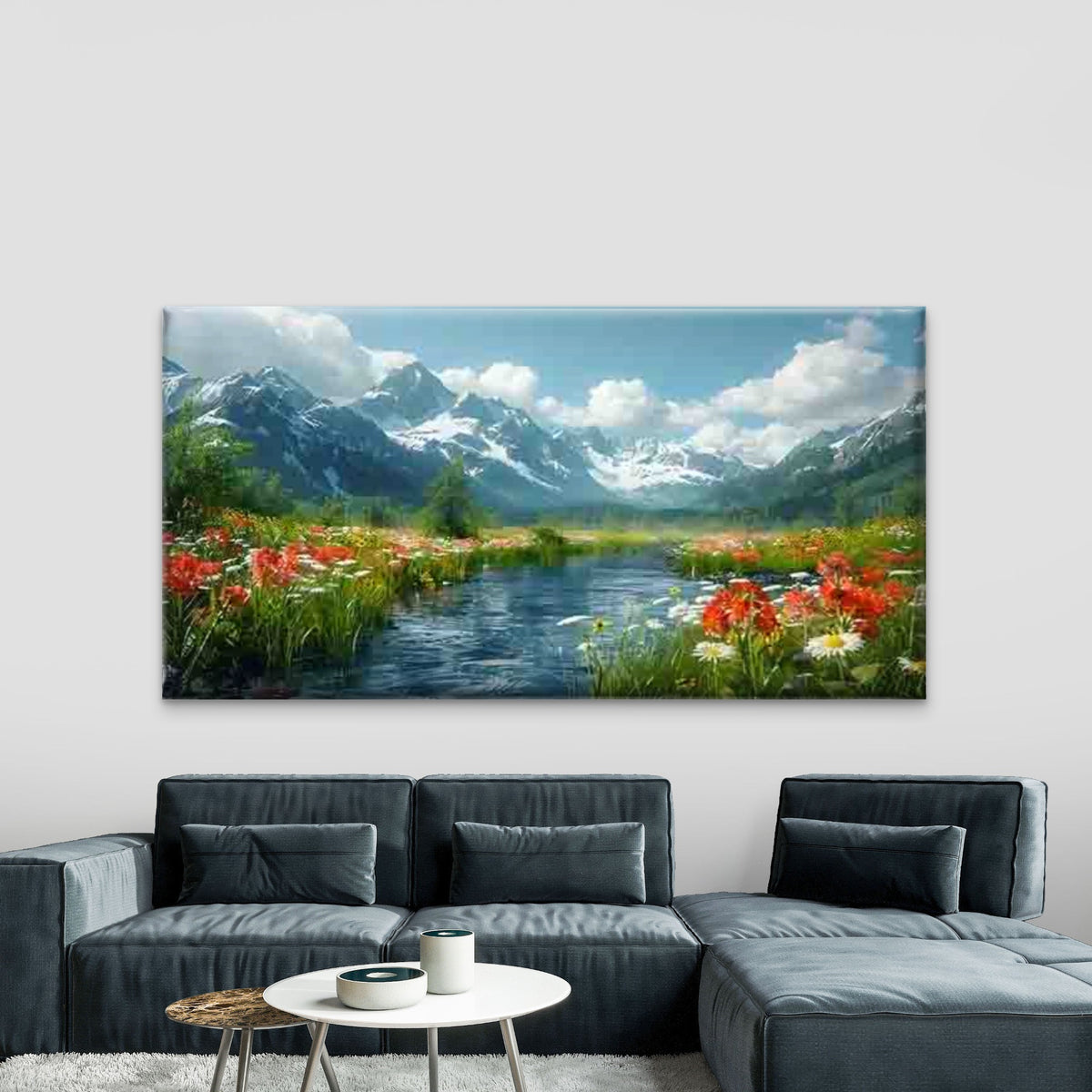Abstract Flower Field Wall Art Canvas Office Home Room Framed 120x60cm