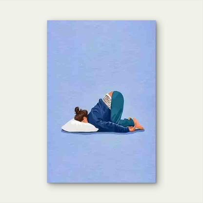 Exhausted Girl In Purple Background Metal Print Ready to Hang