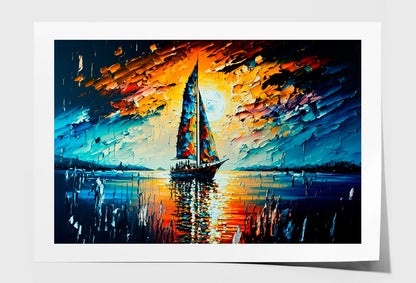 Oil Painting Seascape With Yacht Wall Art Limited Edition High Quality Print Unframed Roll Canvas None