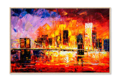 Brooklyn Bridge, New York Oil Painting Wall Art Limited Edition High Quality Print Canvas Box Framed Natural