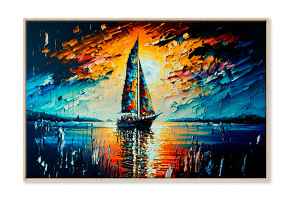 Oil Painting Seascape With Yacht Wall Art Limited Edition High Quality Print Canvas Box Framed Natural