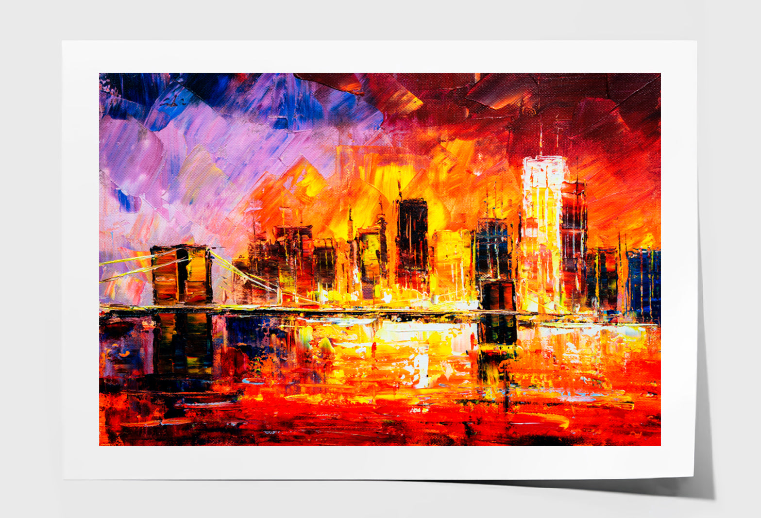 Brooklyn Bridge, New York Oil Painting Wall Art Limited Edition High Quality Print Unframed Roll Canvas None