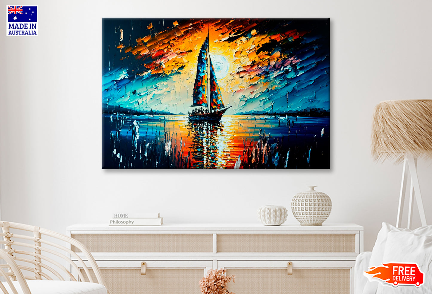 Oil Painting Seascape With Yacht Wall Art Limited Edition High Quality Print