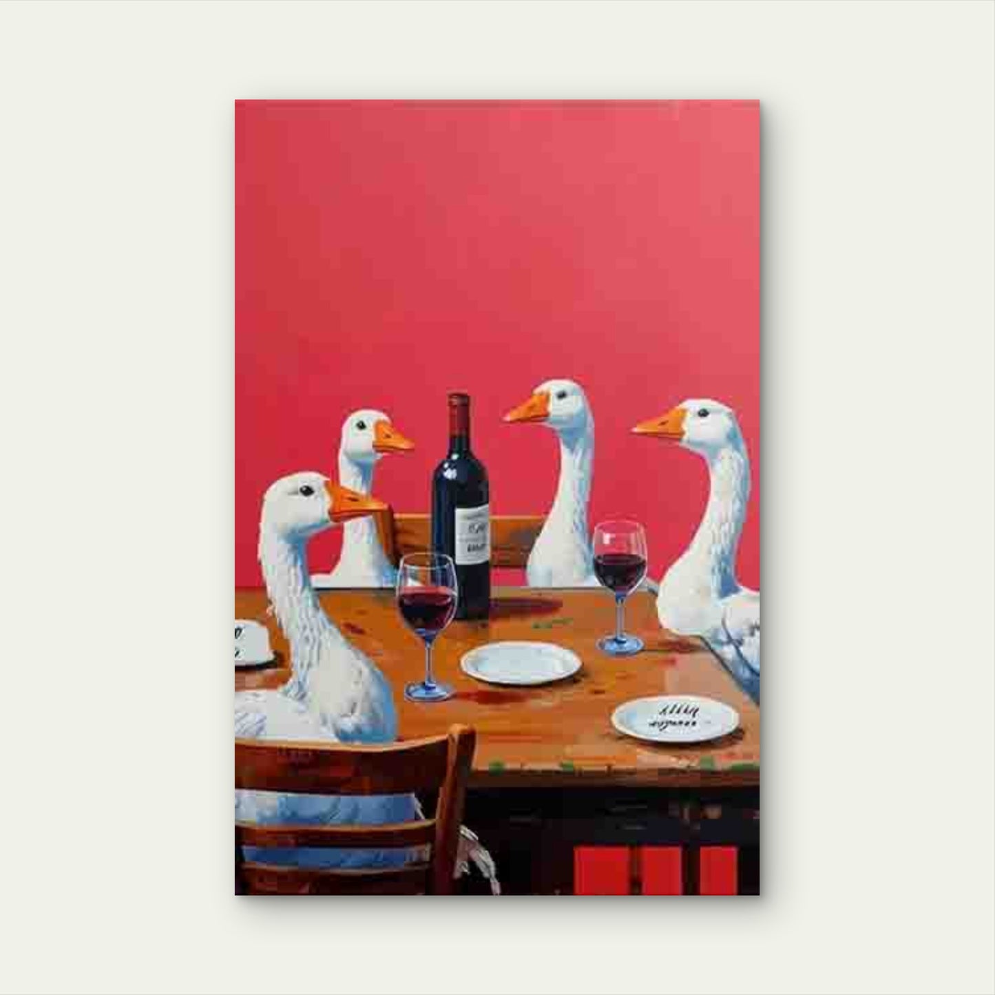 Featuring Geese Wine Tasting Metal Print Ready to Hang