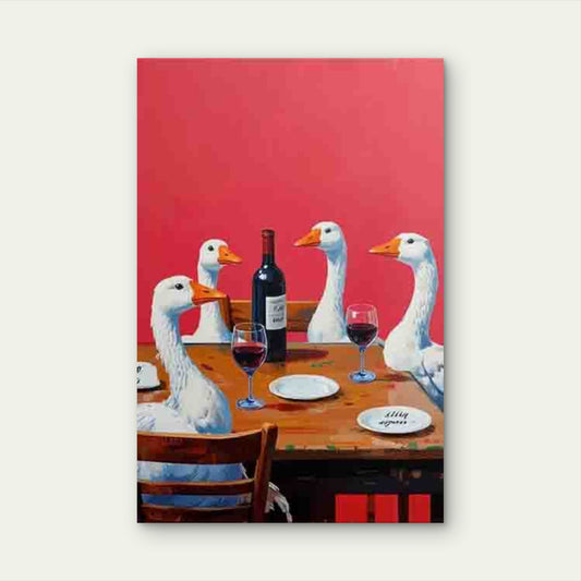 Featuring Geese Wine Tasting Metal Print Ready to Hang
