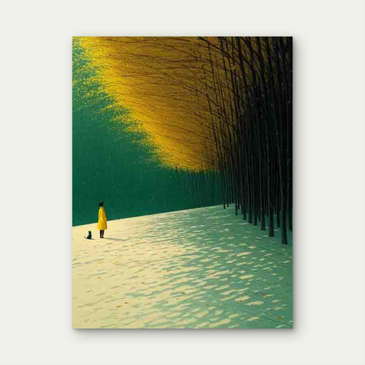 Golden Forest Path 60x90cm Metal Print Ready to Hang
