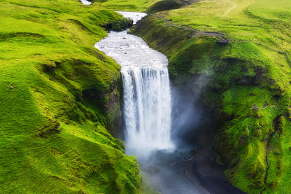 Skogafoss Waterfall in Iceland Glass Framed Wall Art, Ready to Hang Quality Print