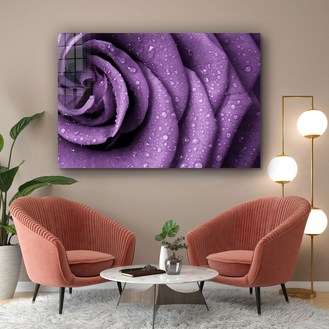 Purple Rose Droplet UV Direct Aluminum Print Australian Made Quality