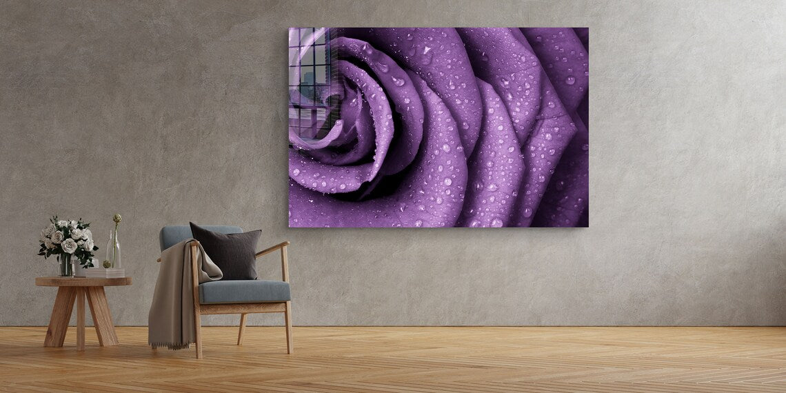 Purple Rose Droplet UV Direct Aluminum Print Australian Made Quality