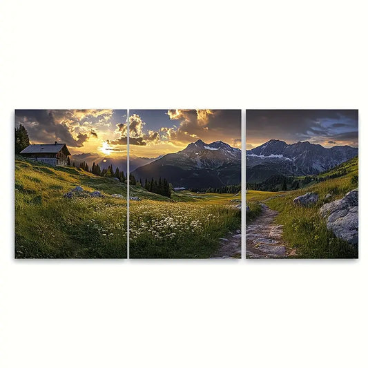3pcs Obertauern Mountain Travel Landscape Wall Art Set Canvas Framed 60x90cm - High Quality Print 100% Australian Made Wall Canvas Ready to Hang