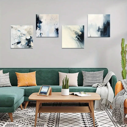 4pcs  Soft Color Flowing Gradient Waves  Wall Art Canvas Framed