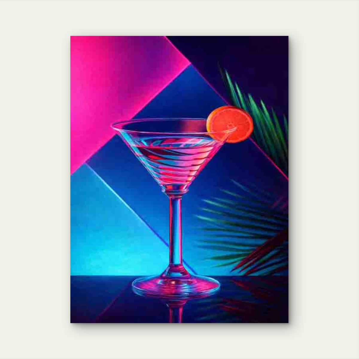 Neon Martini Vibes 40x60cm Metal Print Ready to Hang