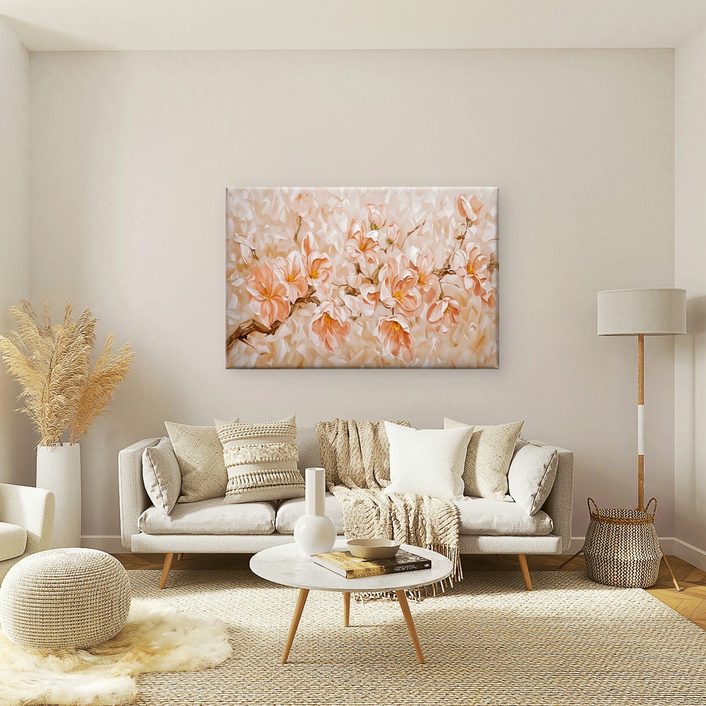 Orange Flower Branch Painting Wall Art Decor 100% Australian Made