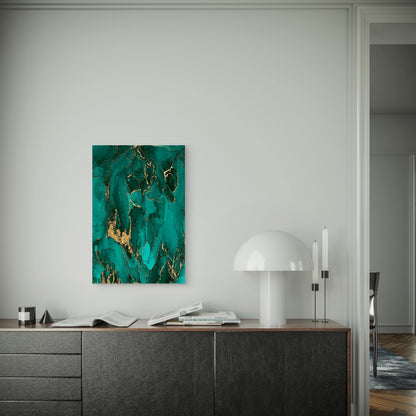 Green Gold Pattern Background Metal Print Ready to Hang