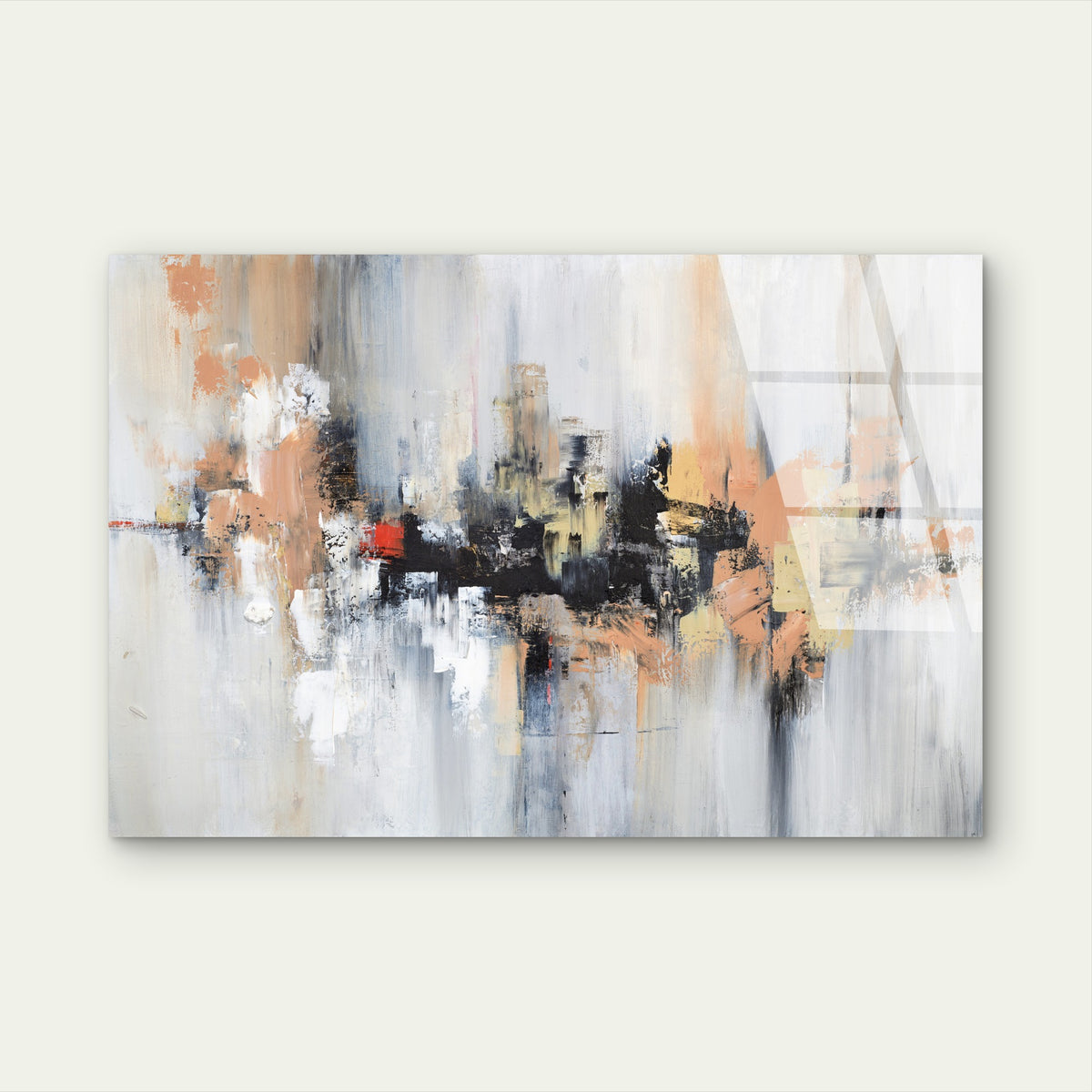 Beige Terracotta and Black Textured Geometric Abstract Impression Acrylic Glass Printing Wall Art Australian Made Quality