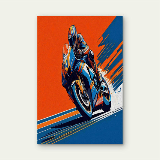 The Velocity Blast of a Superbike Racer 60x90cm Metal Print Ready to Hang