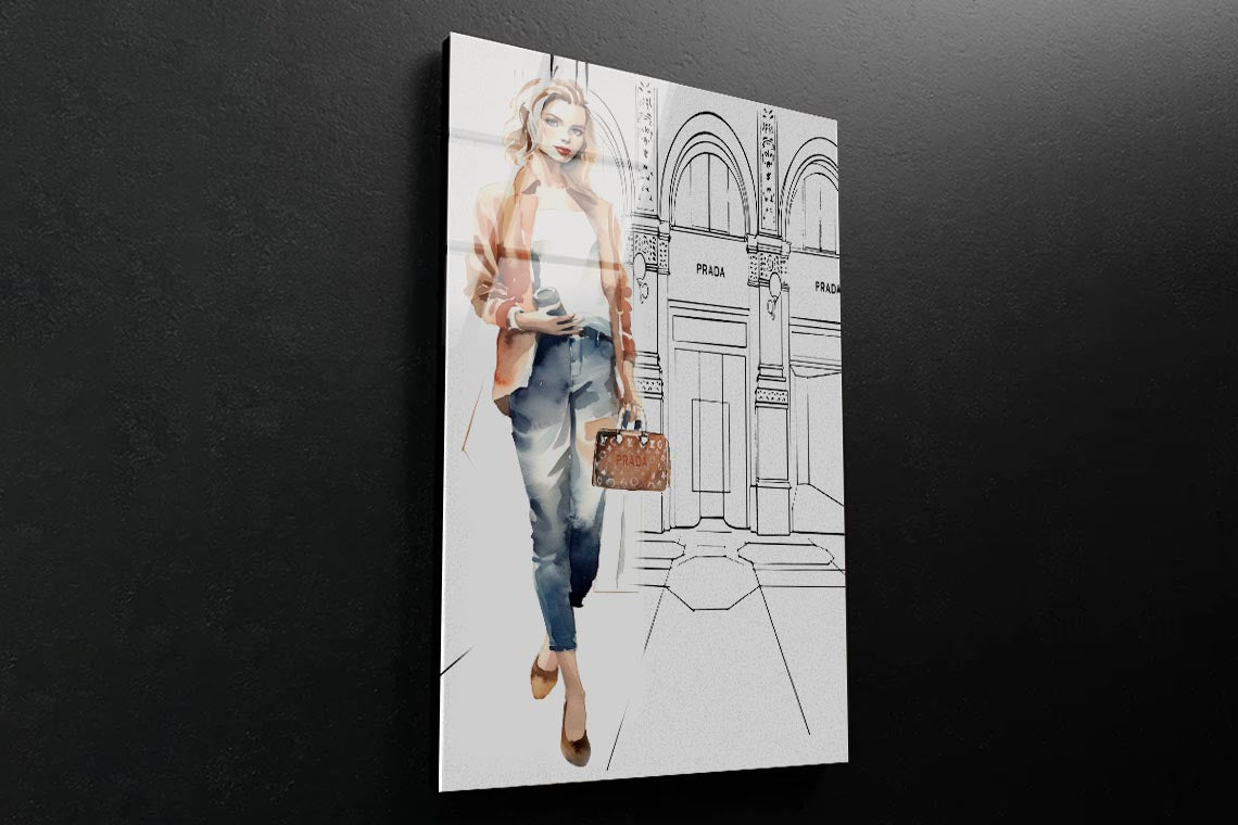 Stylish Girl Art 3D Design Acrylic Glass Print Tempered Glass Wall Art 100% Made in Australia Ready to Hang