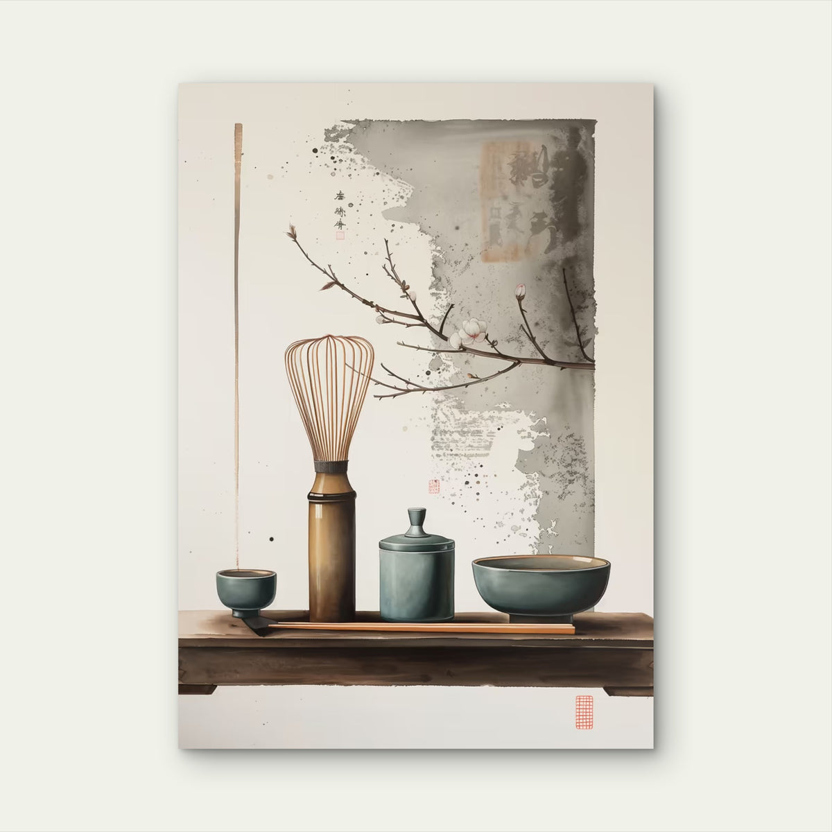 Matcha Whisk Zen Tea Ceremony 40x60cm Metal Print Ready to Hang