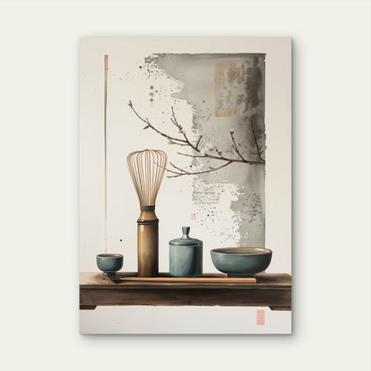 Matcha Whisk Zen Tea Ceremony 40x60cm Metal Print Ready to Hang