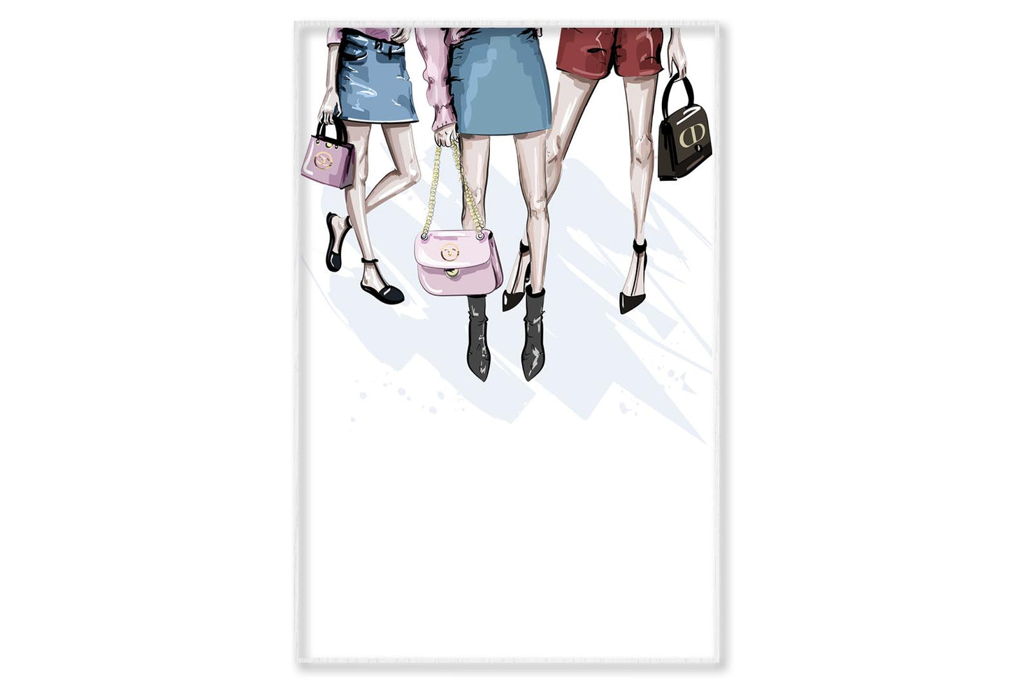 Modern Women And Elegant Handbags Wall Art Limited Edition High Quality Print Canvas Box Framed White