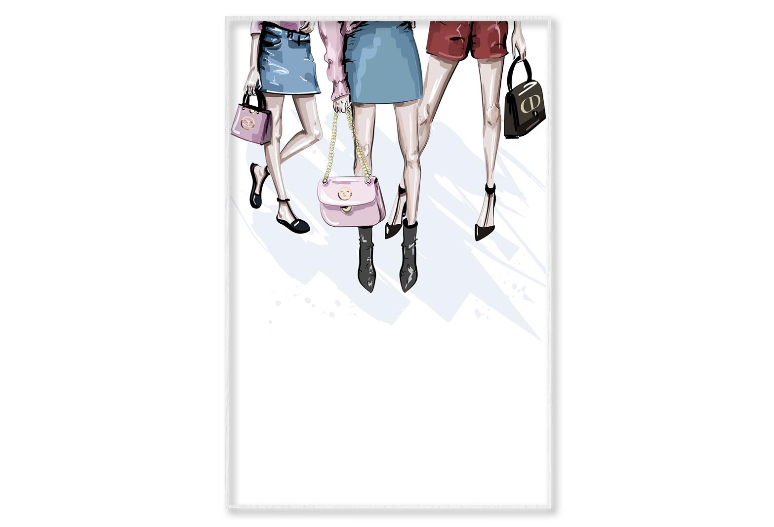 Modern Women And Elegant Handbags Wall Art Limited Edition High Quality Print Canvas Box Framed White