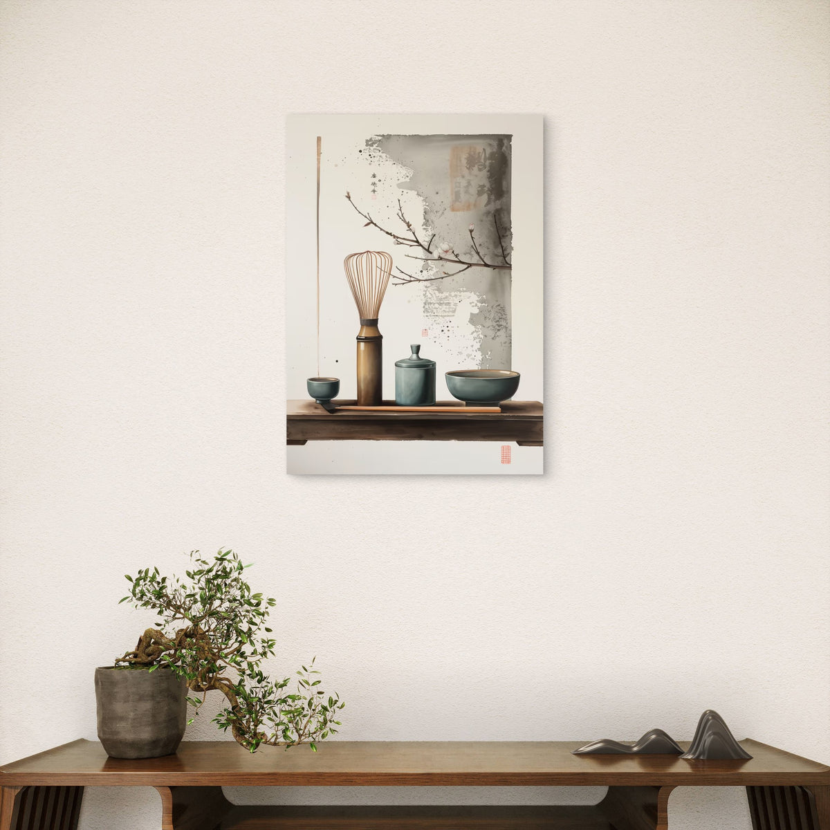 Matcha Whisk Zen Tea Ceremony 40x60cm Metal Print Ready to Hang