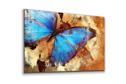 Blue Butterfly Painting UV Direct Aluminum Print Australian Made Quality